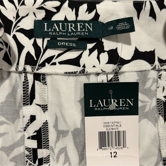 NWT Lauren Ralph Lauren Black and White Floral Dress Size 12 Spring Easter - Picture 6 of 11